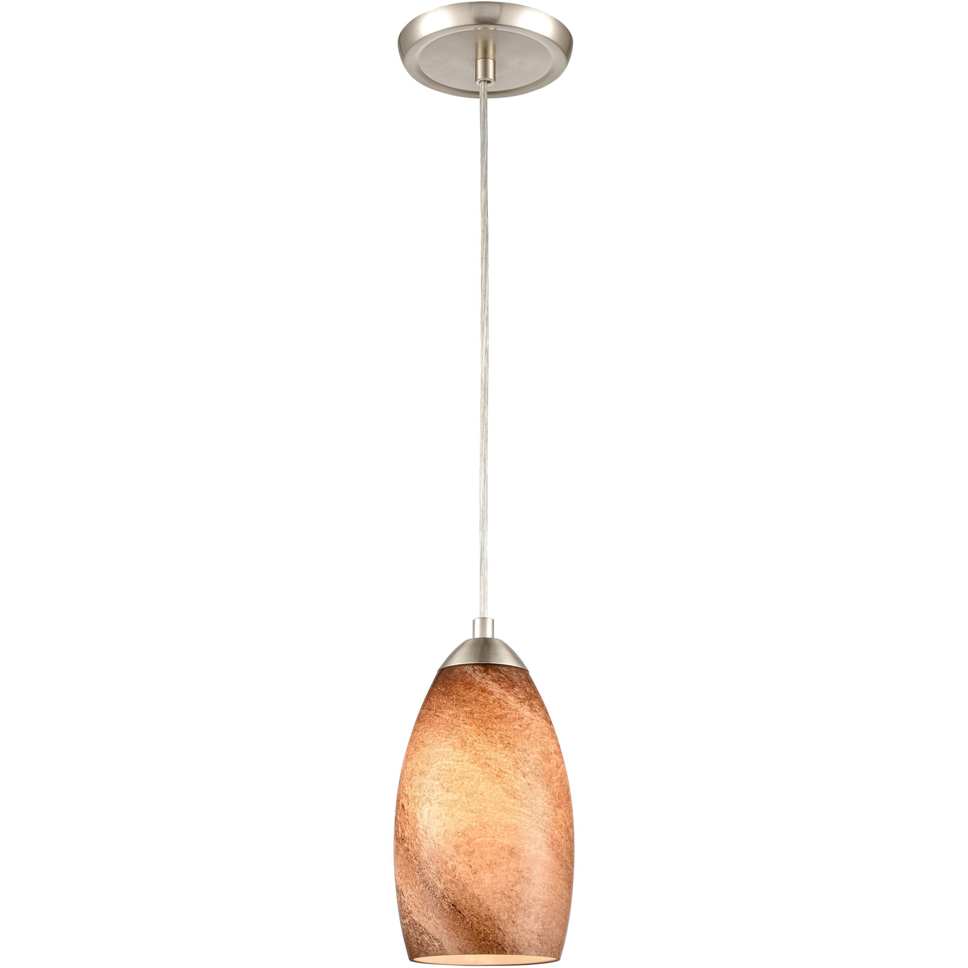 Planetario 1 Light 5 inch Light Brown with Satin Nickel Mini Pendant Ceiling Light