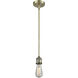 Franklin Restoration Bare Bulb 1 Light 2 inch Antique Brass Mini Pendant Ceiling Light in Incandescent