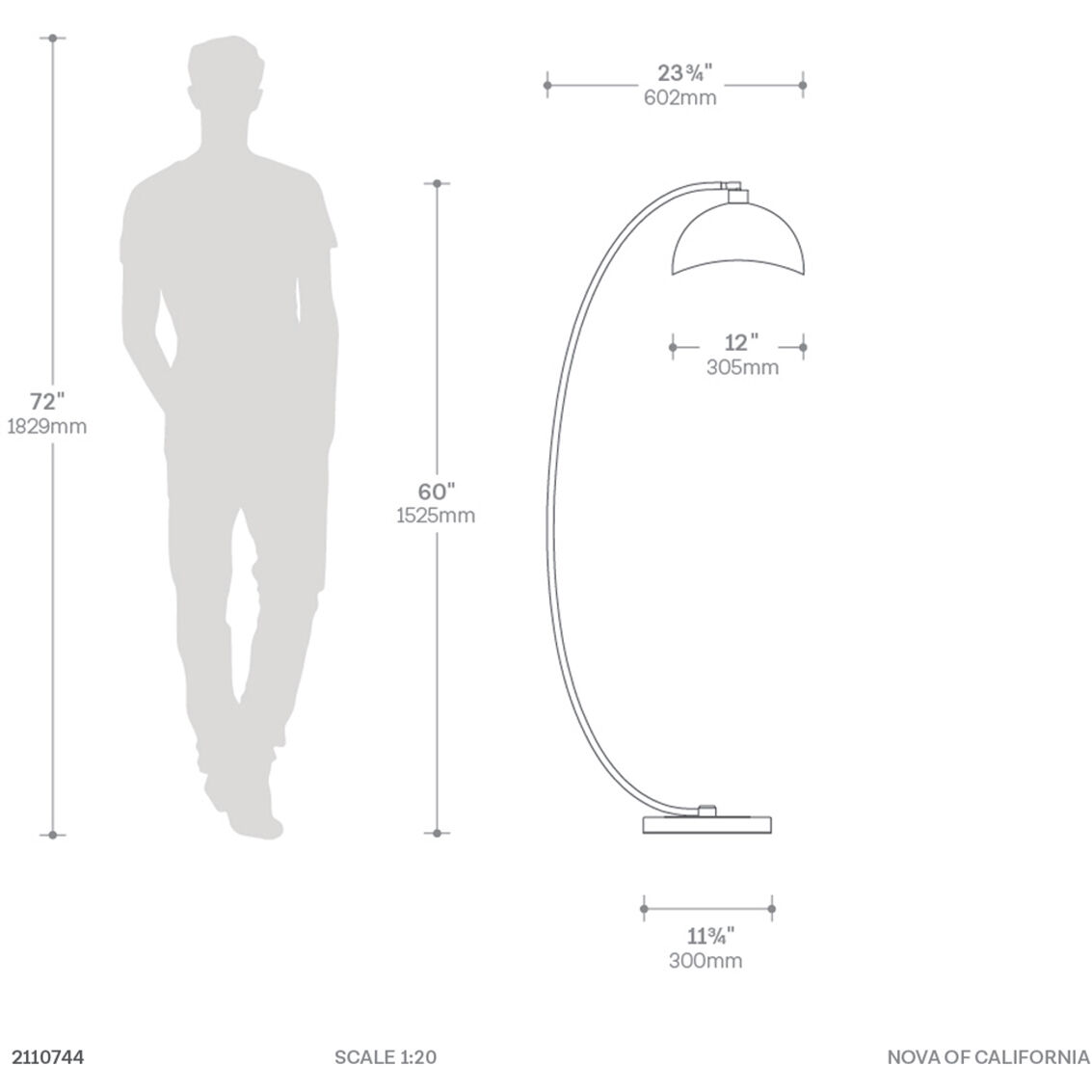 Luna Bella 60 inch 23.00 watt Antique Nickel and Black Arc Floor Lamp Portable Light