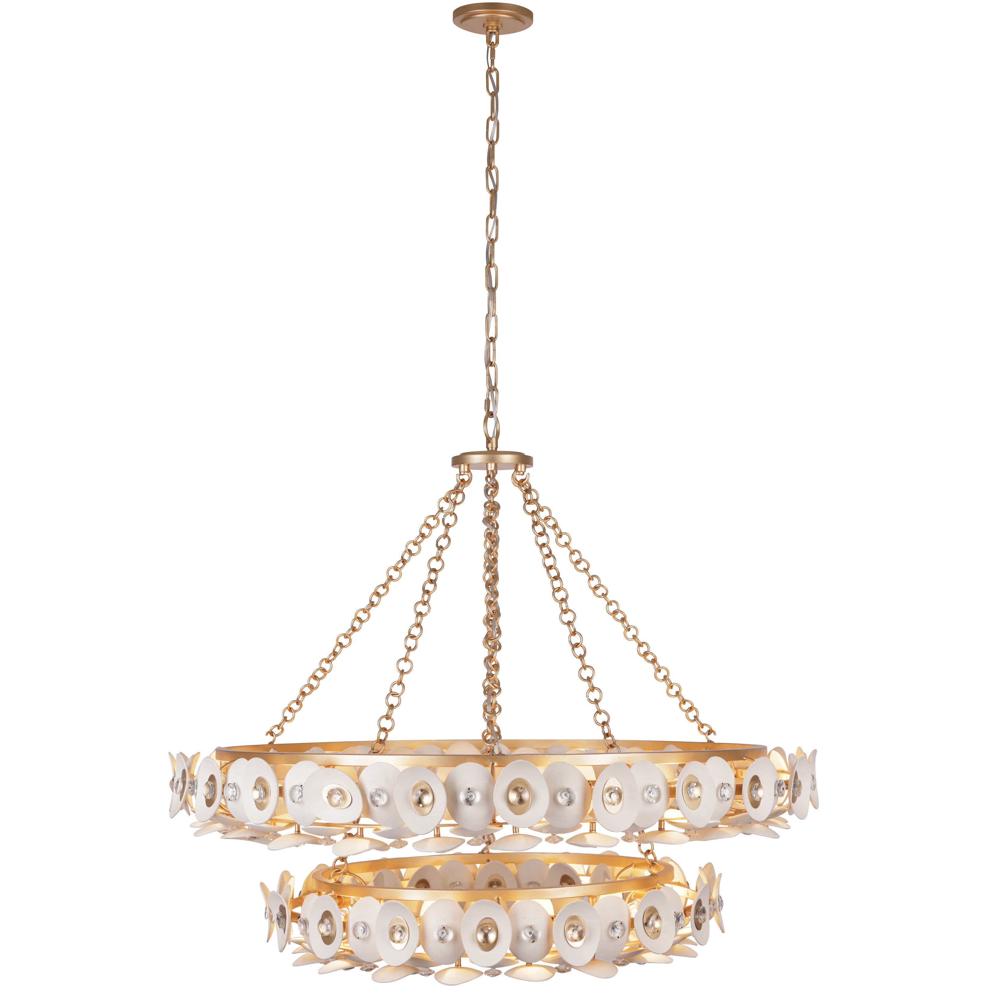 Niu 22 Light 39 inch Coconut Shell Gold / Coconut Shell White Chandelier Ceiling Light