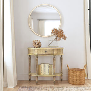 Mozart Demilune Console Table with Storage in Beige