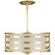 Allegretto 3 Light 24 inch Gold Pendant Ceiling Light in Gold Leaf, Champagne Fabric