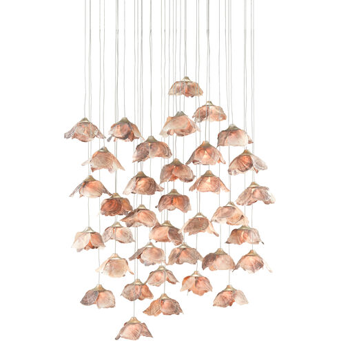 Catrice 36 Light 39 inch Silver/Contemporary Silver Leaf/Natural Shell Multi-Drop Pendant Ceiling Light