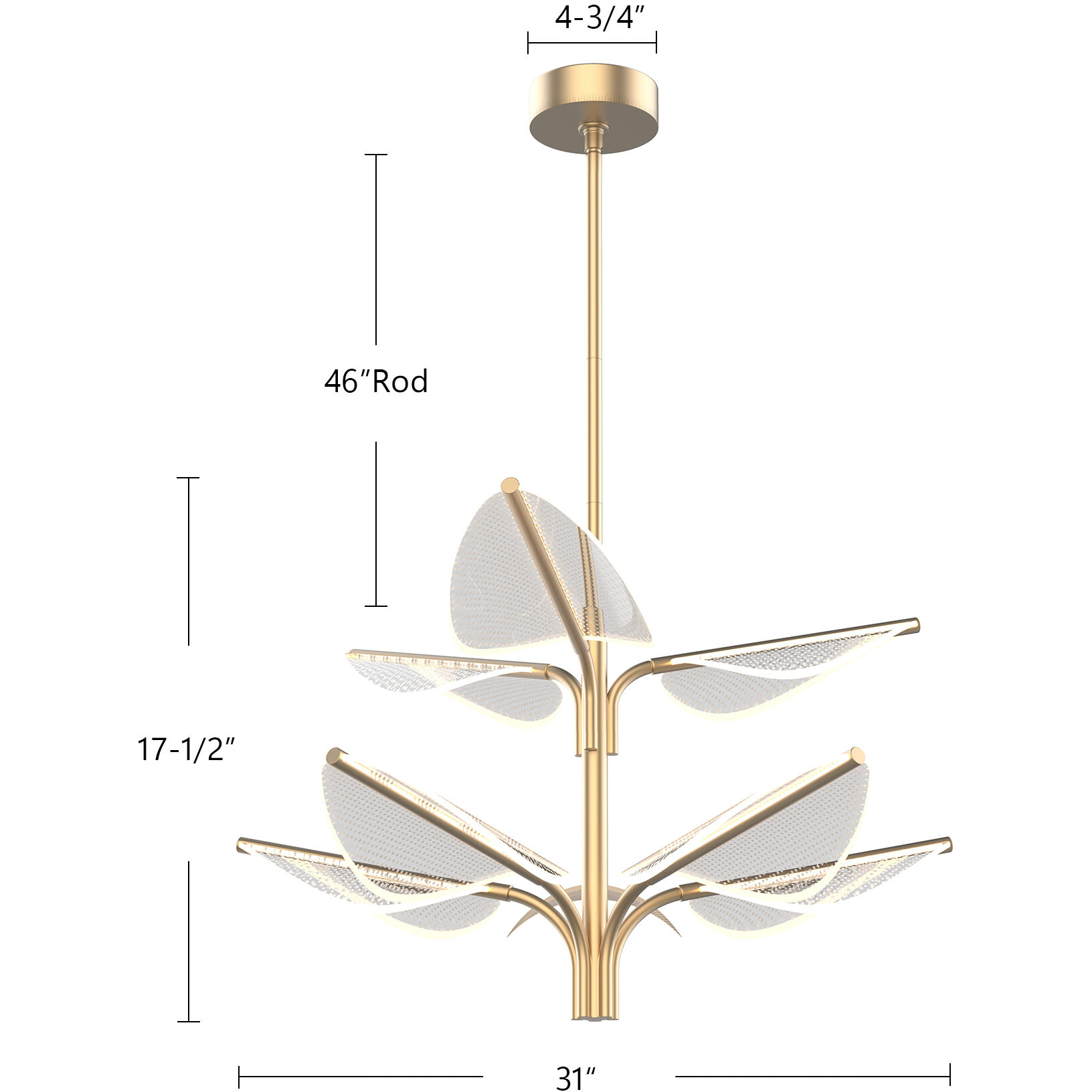 Flora Pendant Ceiling Light in Natural Brass