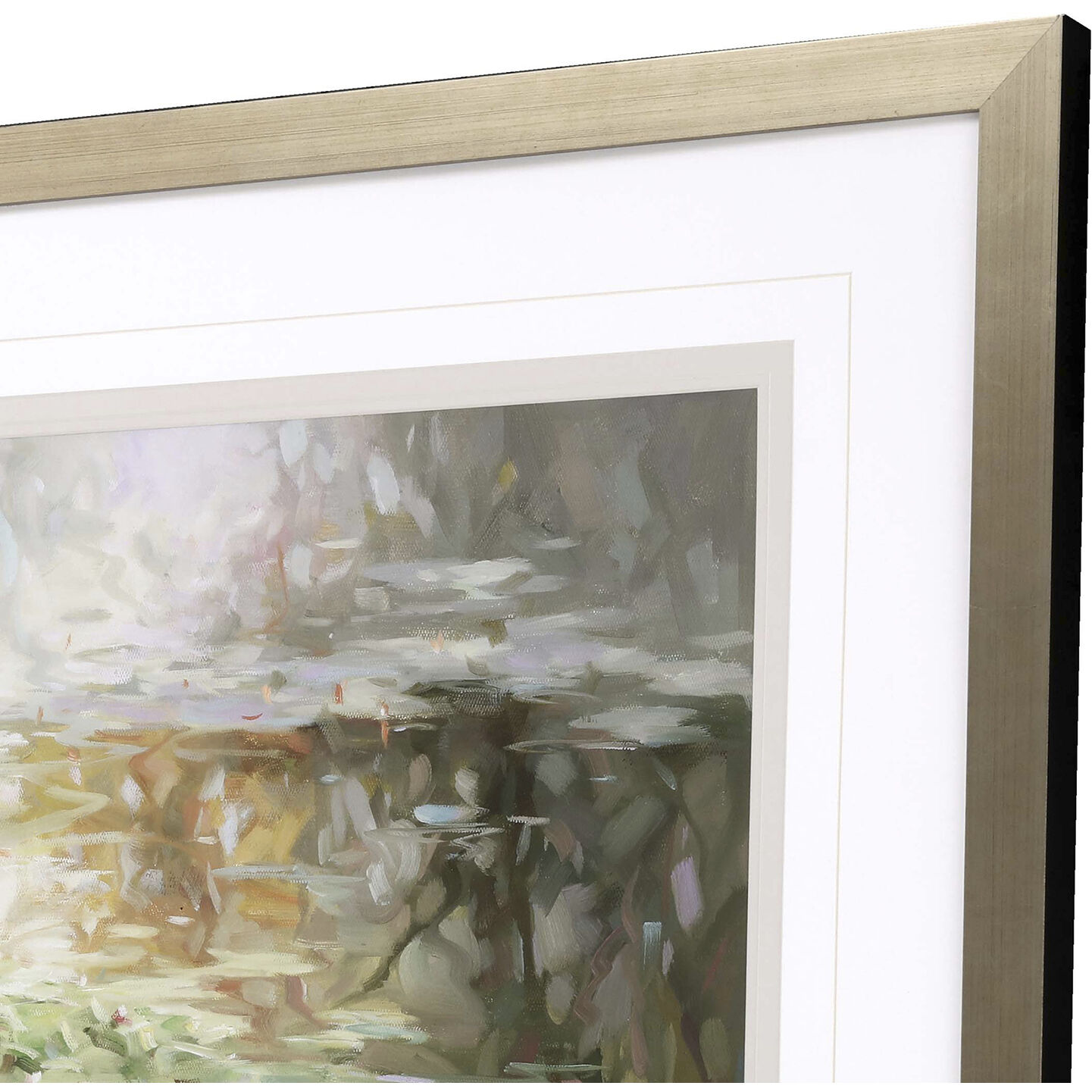 Afternoon Reflection Green and Blue and Pink and Purple Framed Art