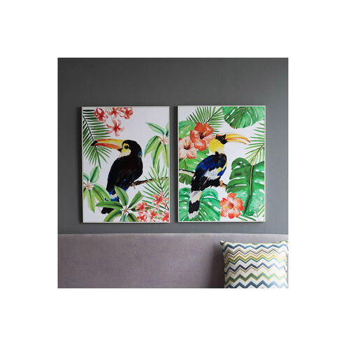 Toucan Green and Multi-Color Wall Art, Set of 2