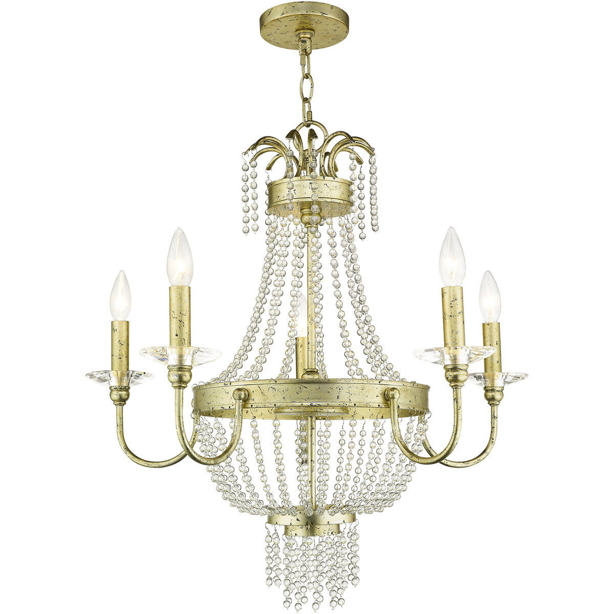 Valentina 5 Light 26 inch Hand Applied Winter Gold Chandelier Ceiling Light
