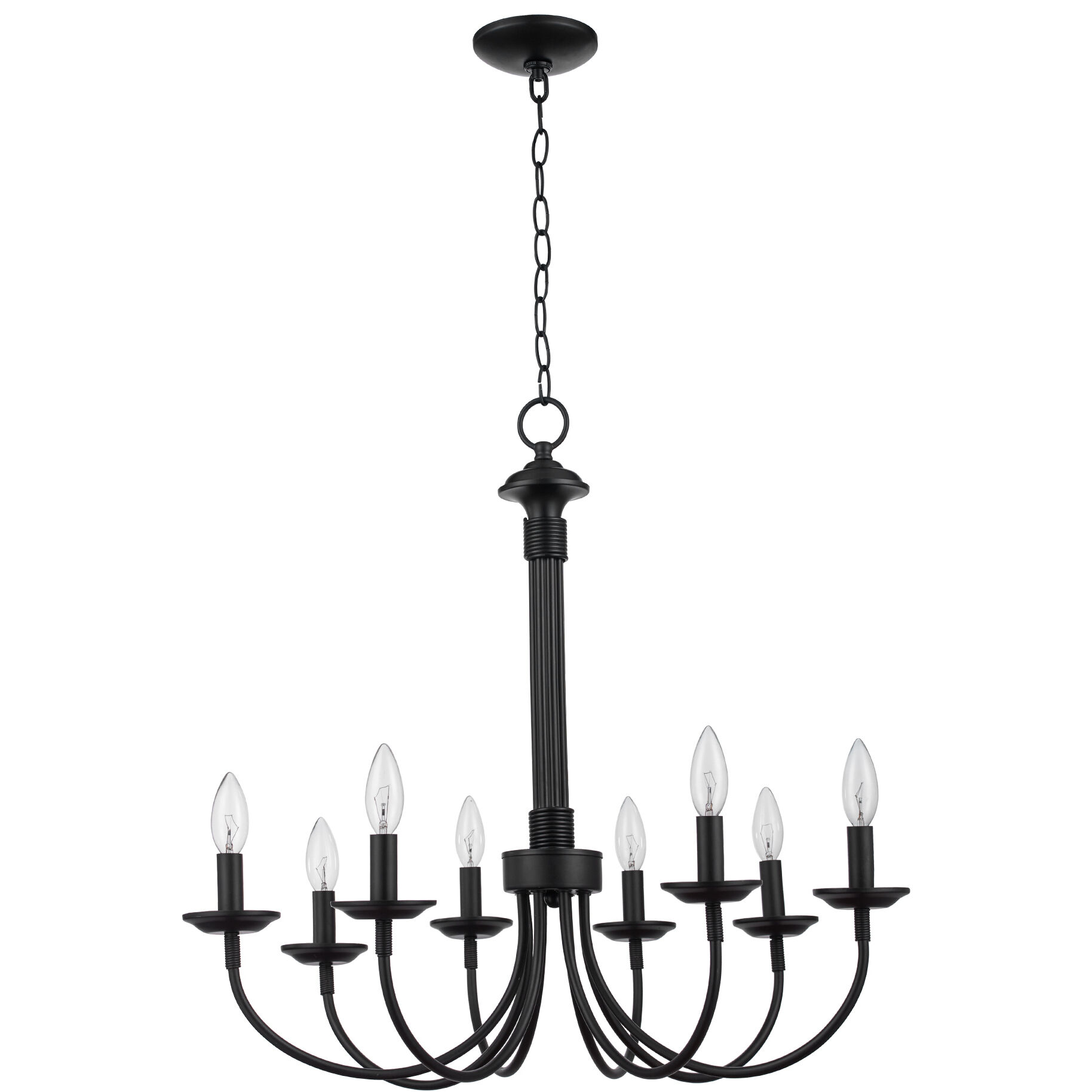 Candle 8 Light 27 inch Black Chandelier Ceiling Light