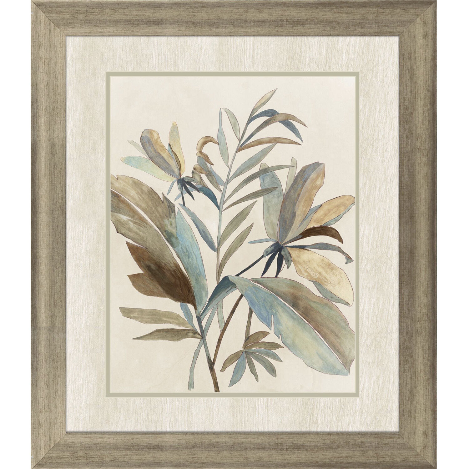 Vintage Tropics Blue and Green and Beige and Brown Framed Art, Propac
