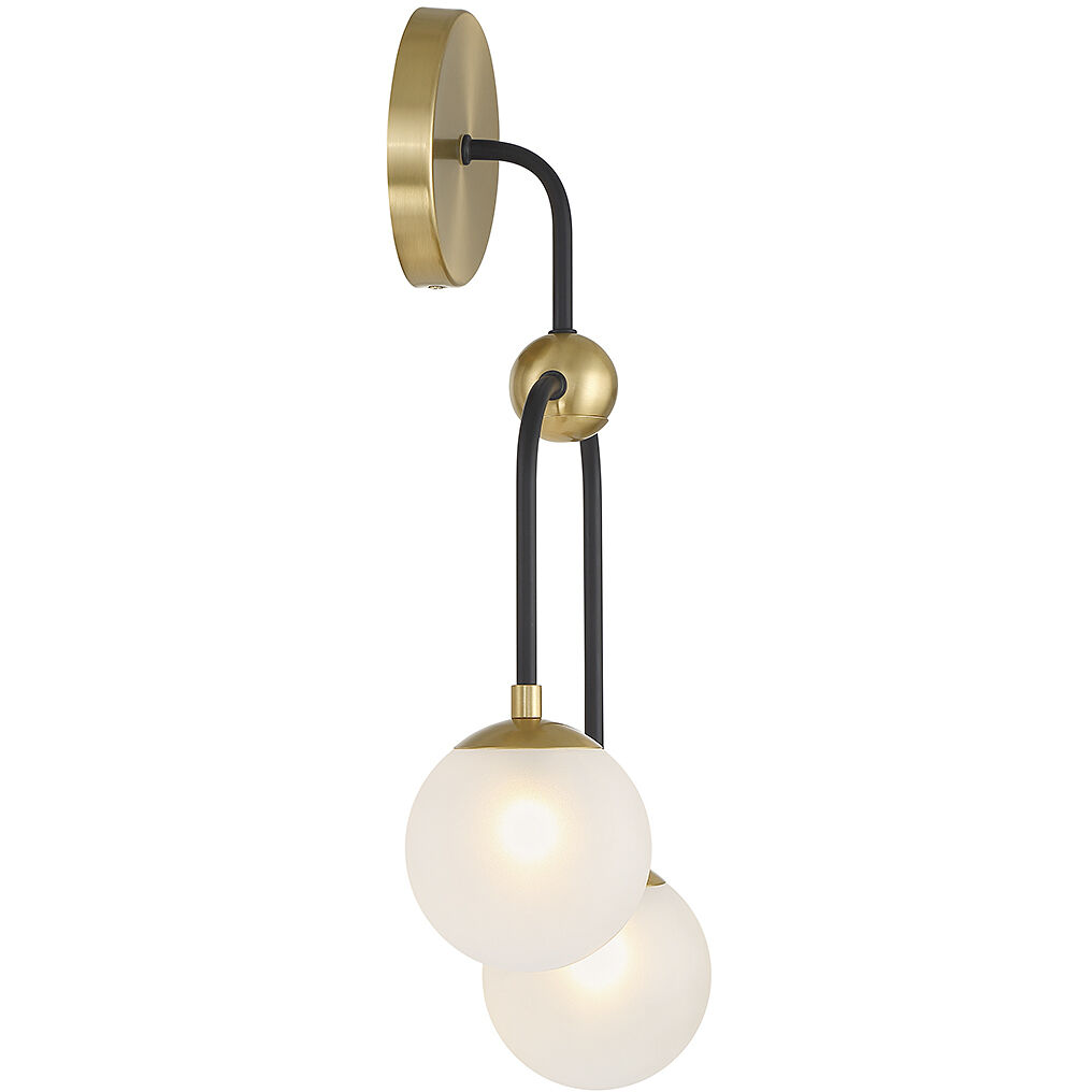 Couplet 2 Light 10.75 inch Black with Warm Brass Accents Wall Sconce Wall Light