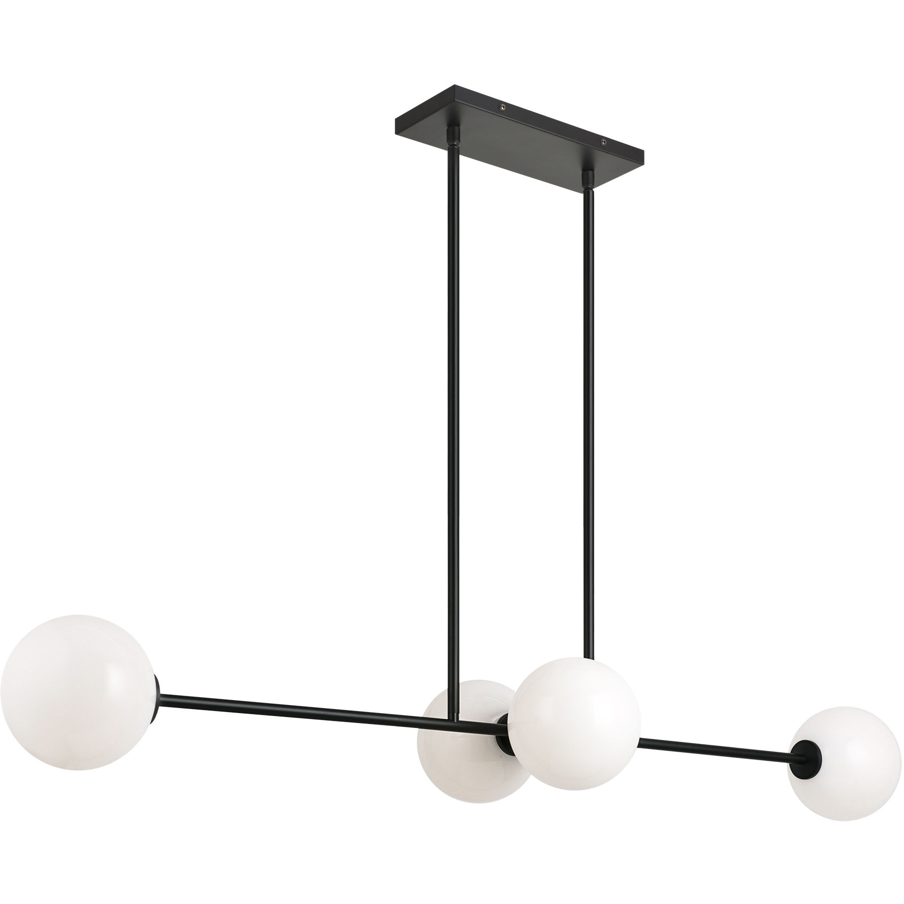 Novo 4 Light 47.88 inch Black Chandelier Ceiling Light in Black and Opal Glass