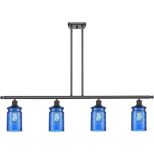 Ballston Candor 4 Light 48 inch Oil Rubbed Bronze Island Light Ceiling Light in Princess Blue Waterglass, Ballston