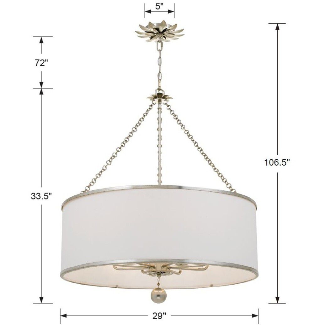 Broche 8 Light 29 inch Antique Silver Chandelier Ceiling Light