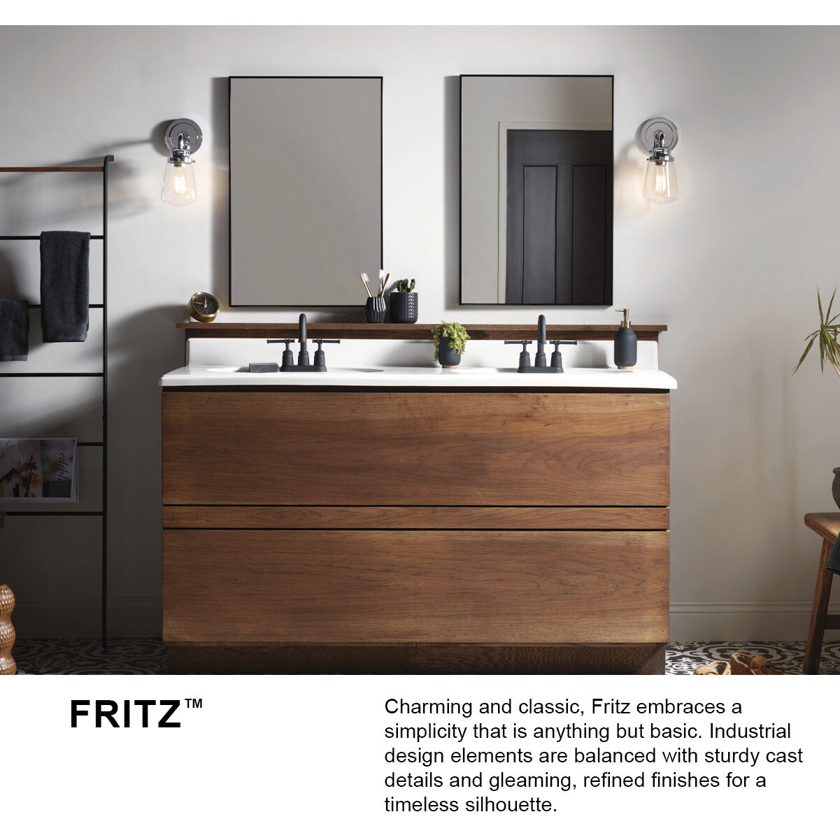 Fritz 1 Light 6.5 inch Heritage Brass Vanity Light Wall Light