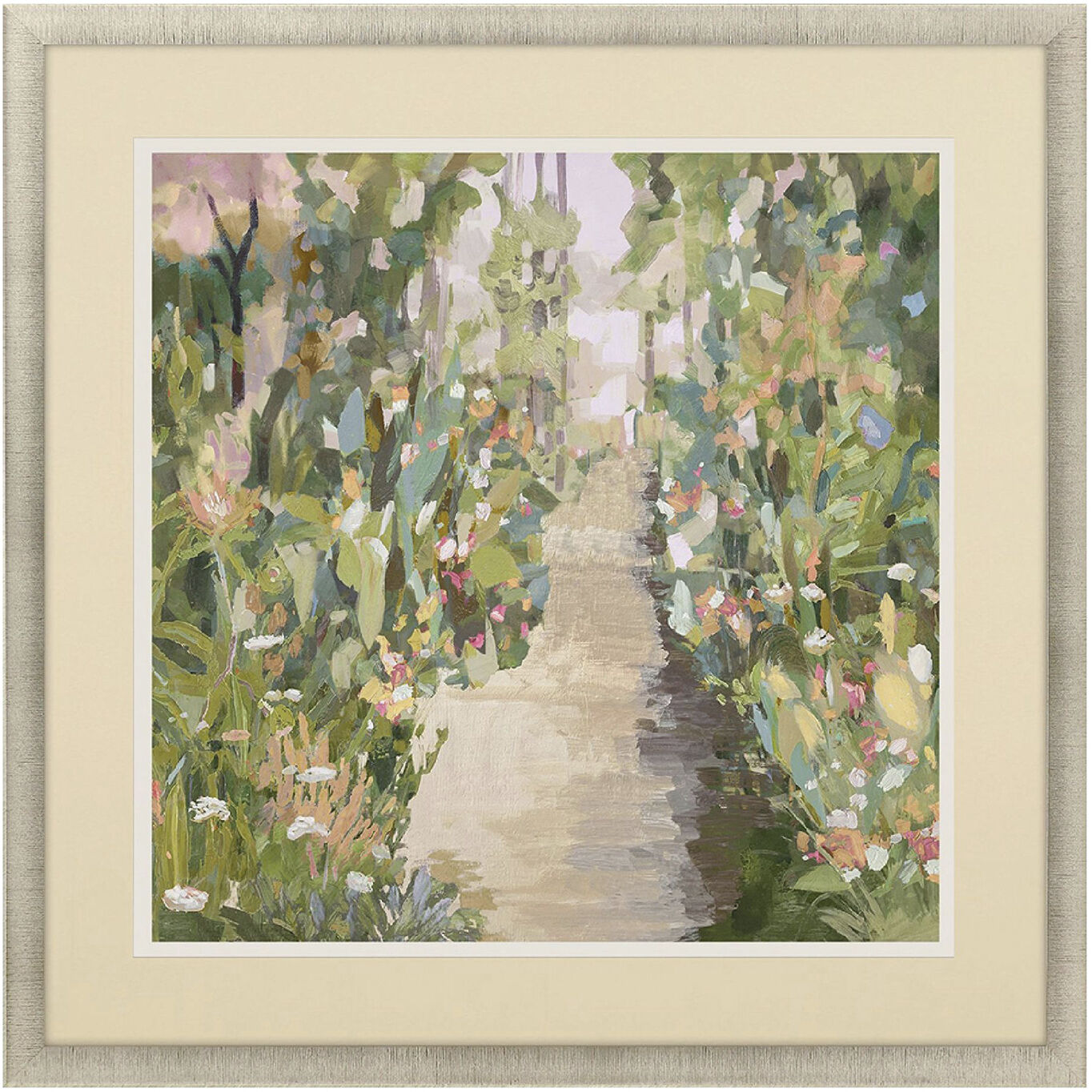 Garden Delight Pink and Multi and Beige and Blue Framed Art
