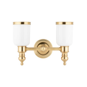 Chatham 2 Light 15 inch Aged Brass Bath And Vanity Wall Light