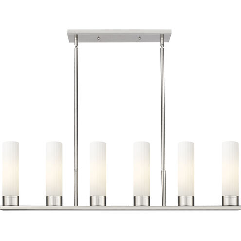Empire 6 Light 44.25 inch Satin Nickel Linear Pendant Ceiling Light in Matte White Glass