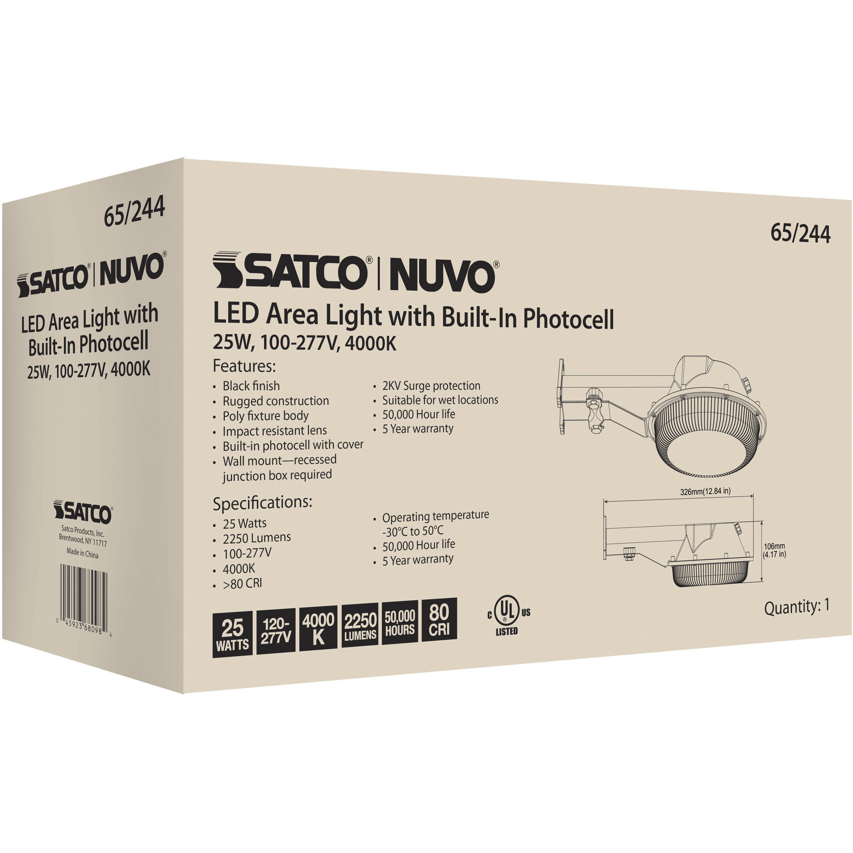 Brentwood LED 4 inch Black Outdoor Area Light