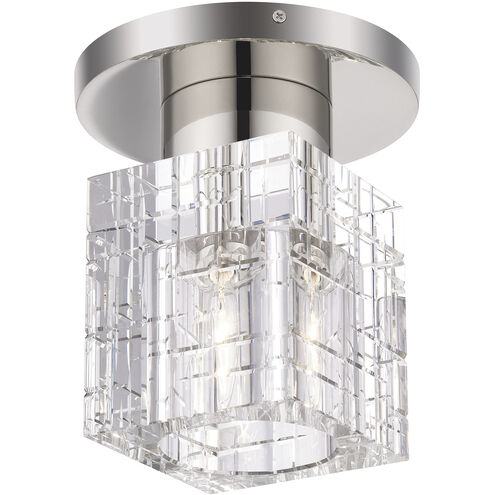 Rotterdam 1 Light 7 inch Polished Nickel Crystal Semi-Flush Ceiling Light
