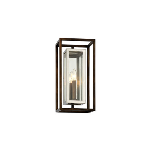 Paddington 1 Light 15 inch Bronze With Polished Stainless Outdoor Wall Sconce