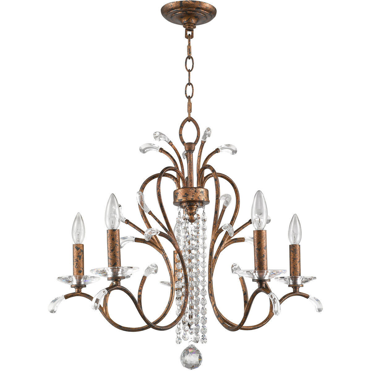 Serafina 5 Light 26 inch Hand Applied Venetian Golden Bronze Chandelier Ceiling Light