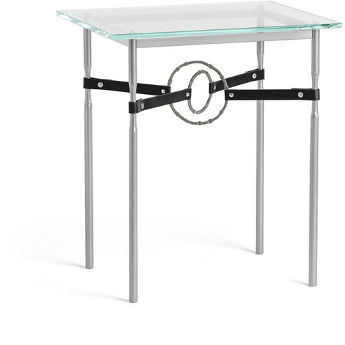 Equus 25.1 X 22 inch Vintage Platinum and Natural Iron Side Table in Leather Black, Vintage Platinum/Natural Iron