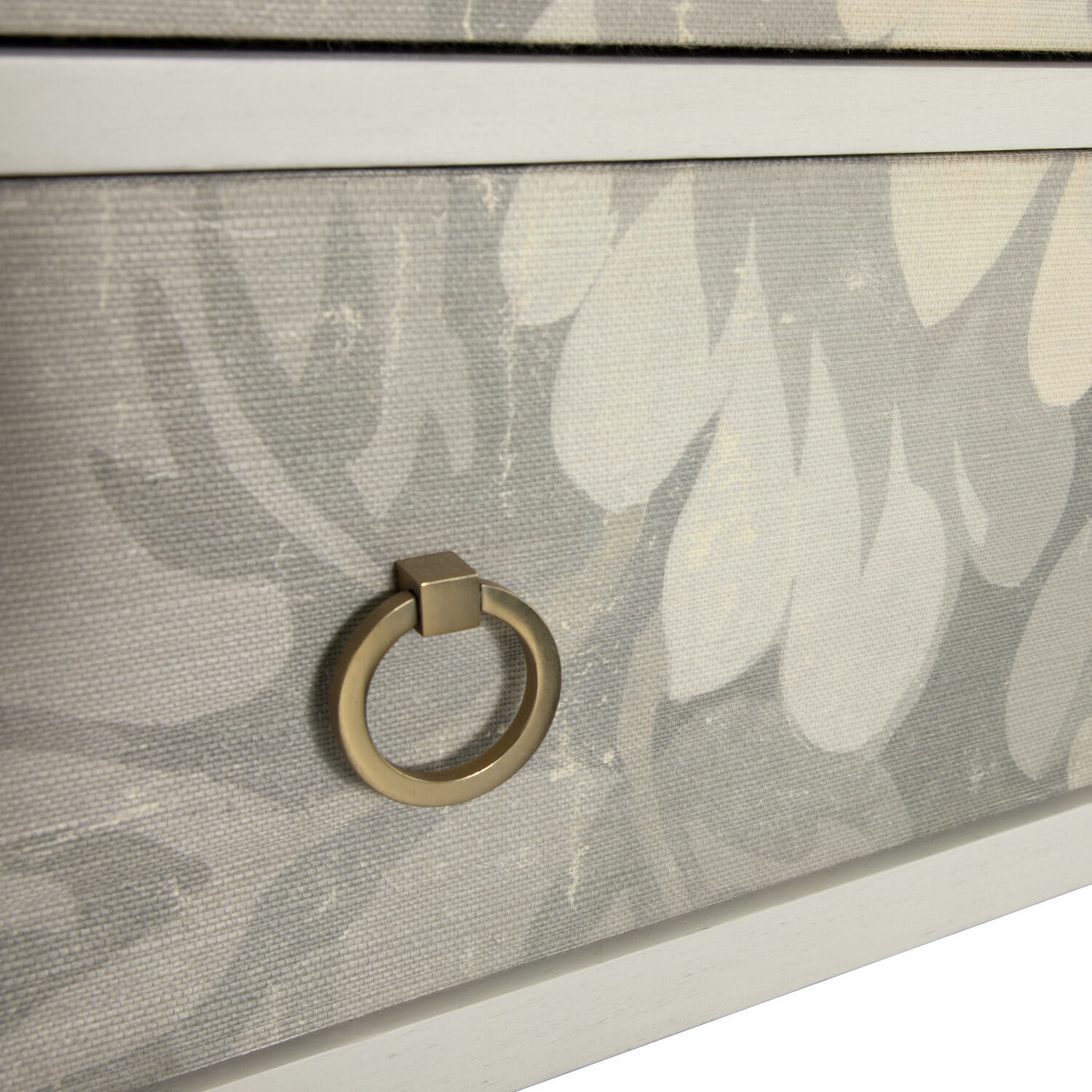 Easton Antique Painted White / Custom Printed Fabric / Antique Gold Chest