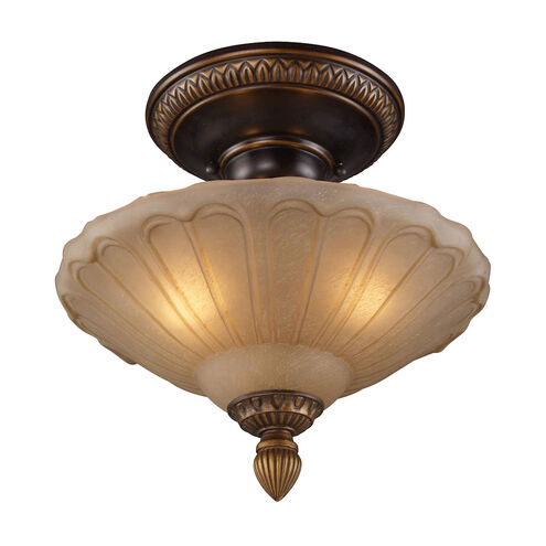 Hamlet 3 Light 12 inch Golden Bronze Semi Flush Mount Ceiling Light