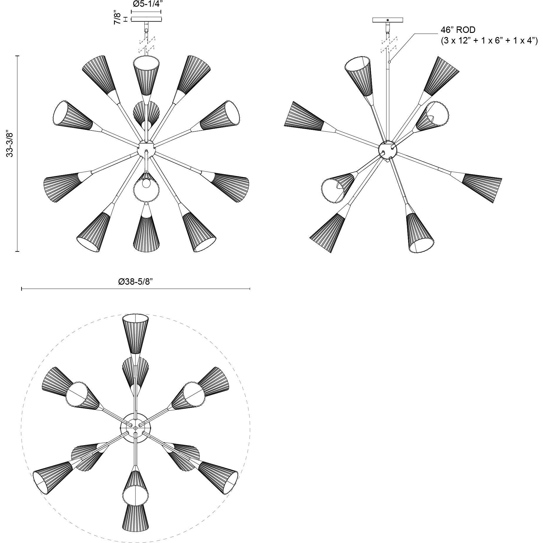 Alora Mood Cosmo 12 Light 38.63 inch Brushed Gold/Glossy Ribbed Opal Glass Chandelier Ceiling Light