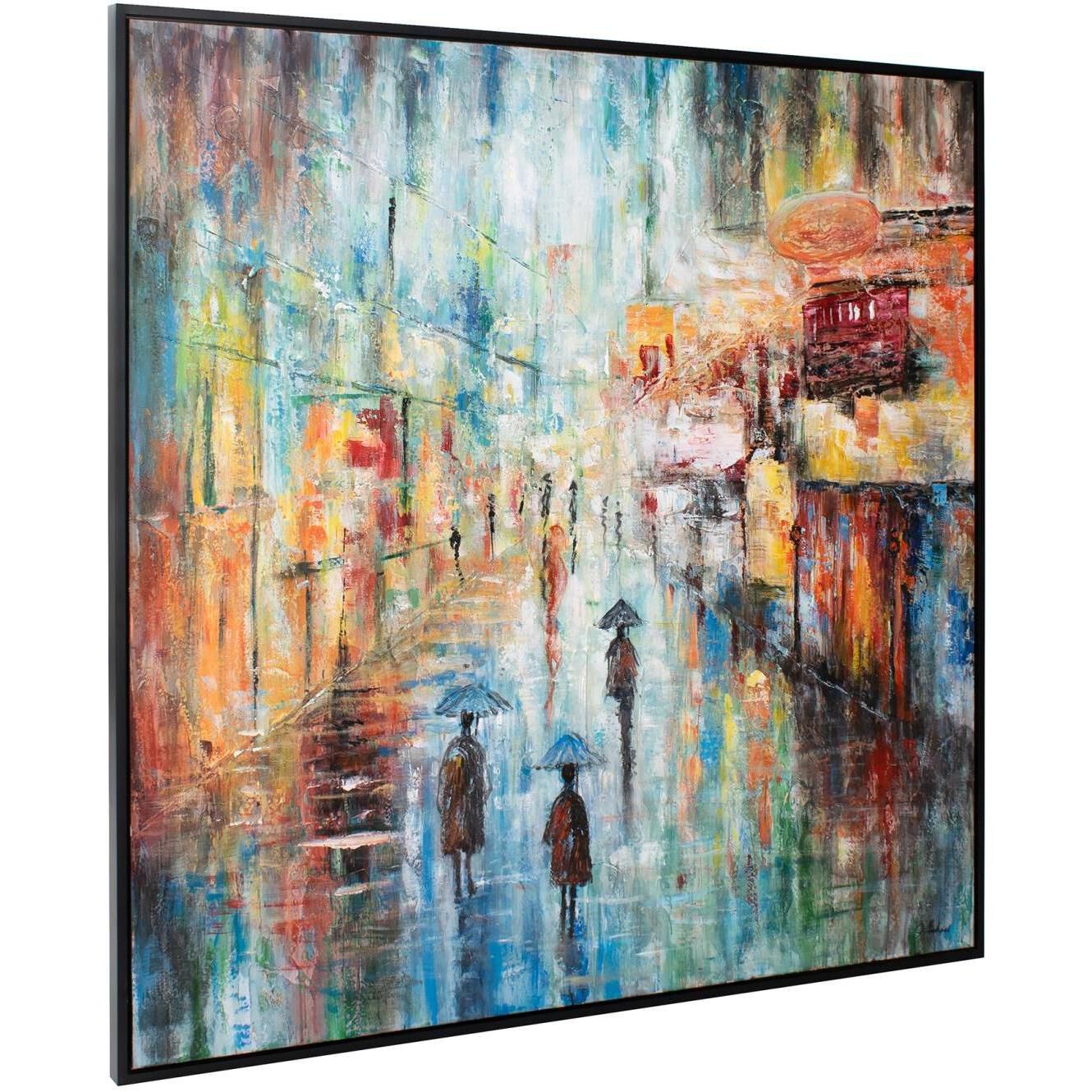 A Rain Soaked Frenchmen Street 61.75 X 61.75 inch Hand Painted Canvas