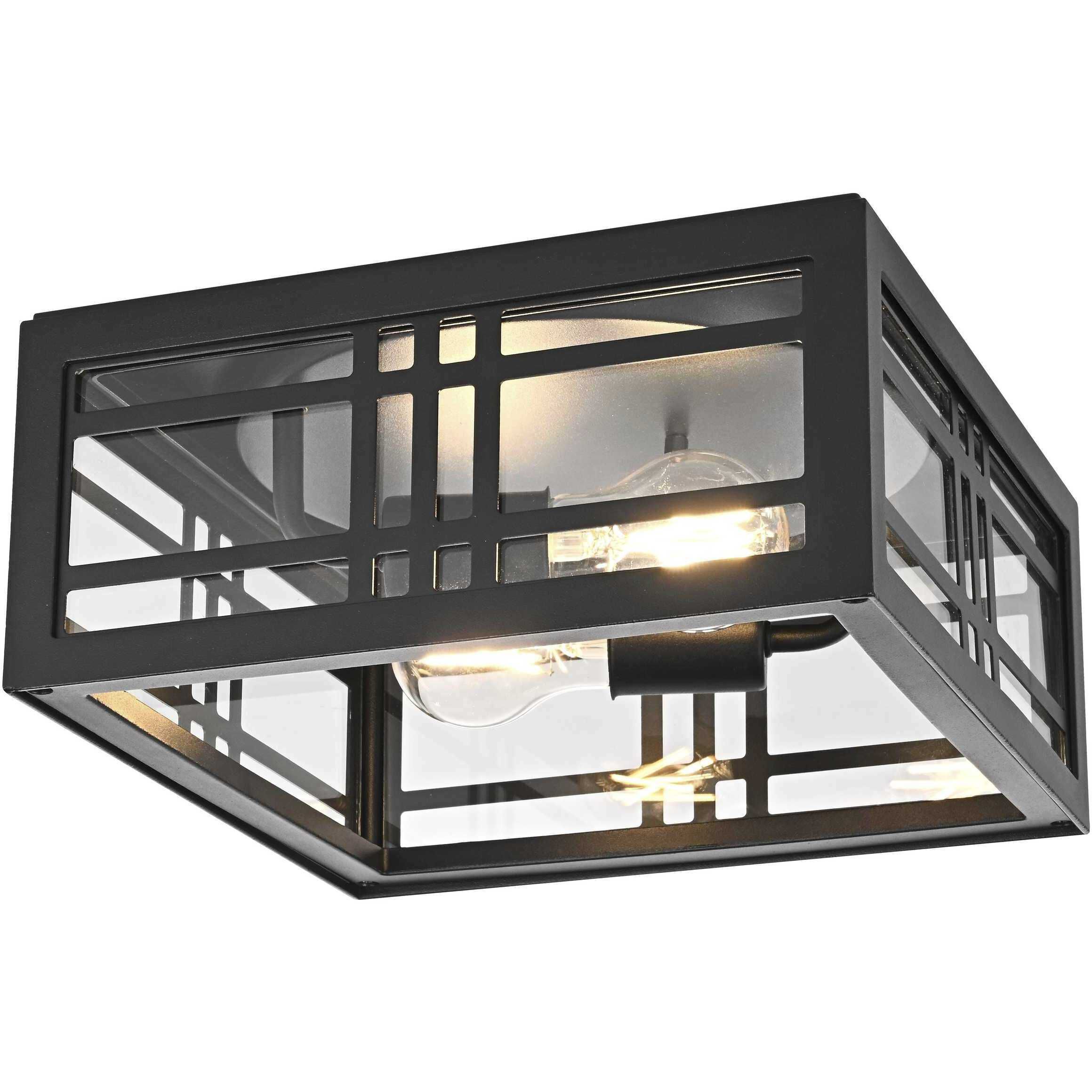 Harley 2 Light 11 inch Black Outdoor Flush Mount