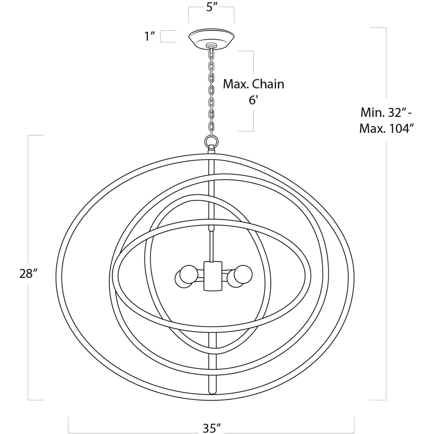 Sail 4 Light 35 inch White Chandelier Ceiling Light