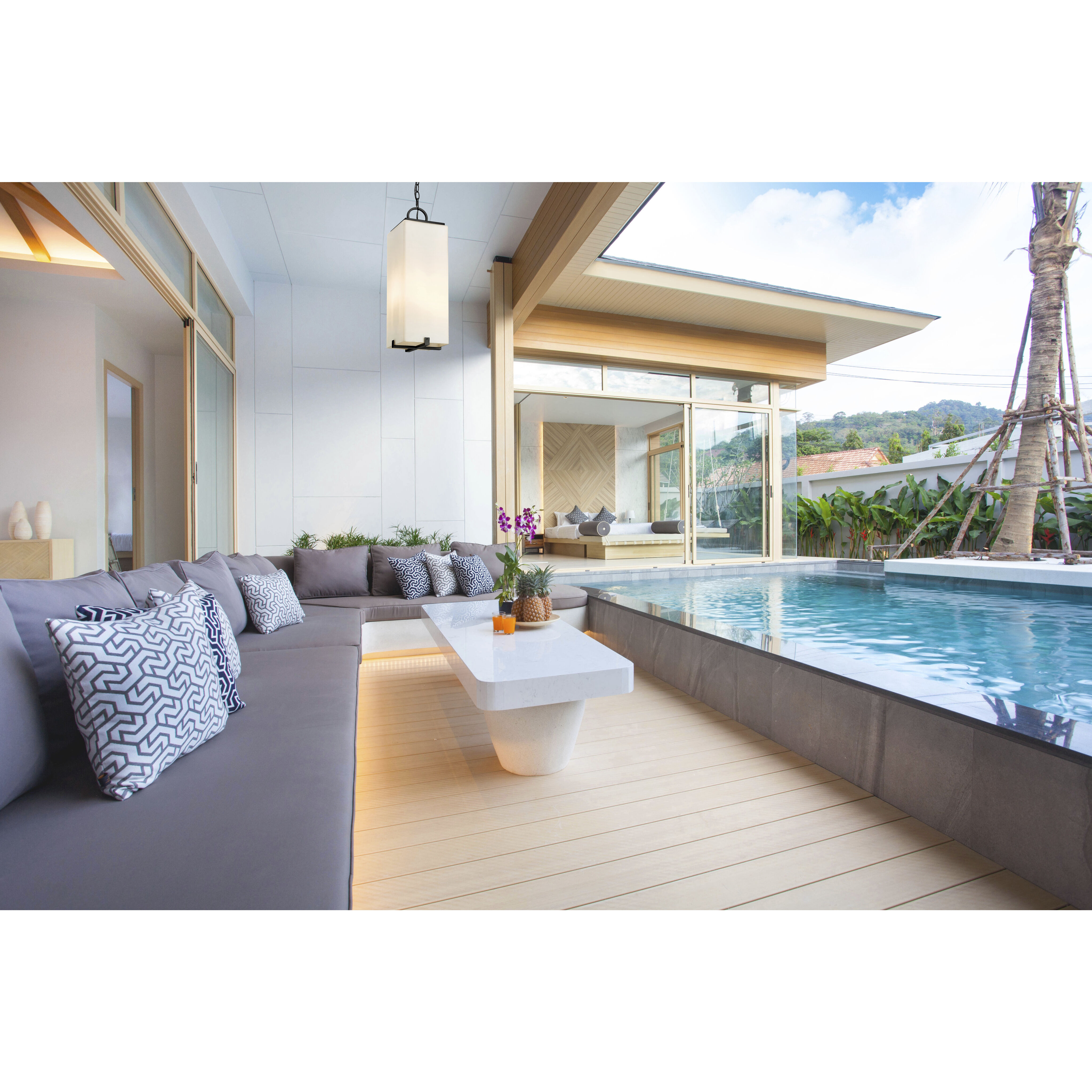 Sana 3 Light 8 inch Black Outdoor Chain Mount Ceiling Fixture