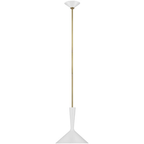 AERIN Rosetta LED 12 inch Matte White and Hand-Rubbed Antique Brass Pendant Ceiling Light, Medium