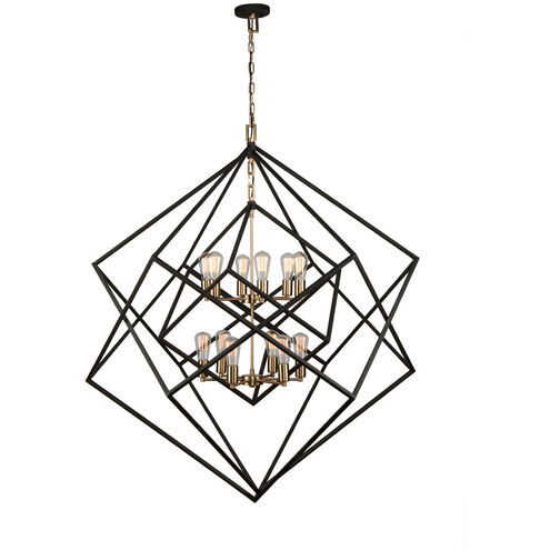 Artistry 12 Light 47 inch Matte Black and Harvest Brass Up Chandelier Ceiling Light in Matte Black and Satin Brass