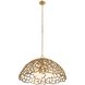 Lotus 3 Light 33 inch Antique Brass Pendant Ceiling Light
