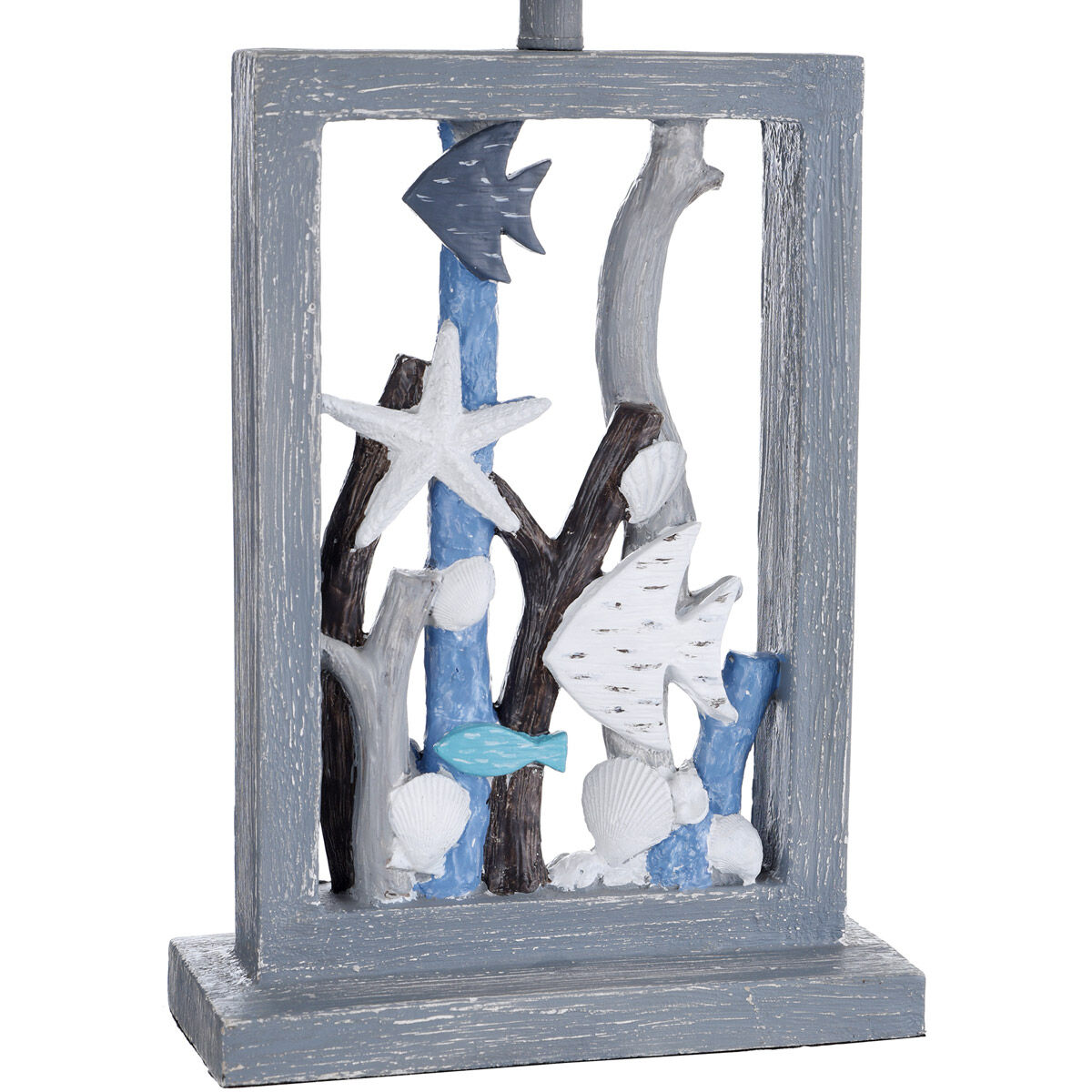 Seaford 13 inch 100 watt Blue and Multi- Neutrals Table Lamp Portable Light