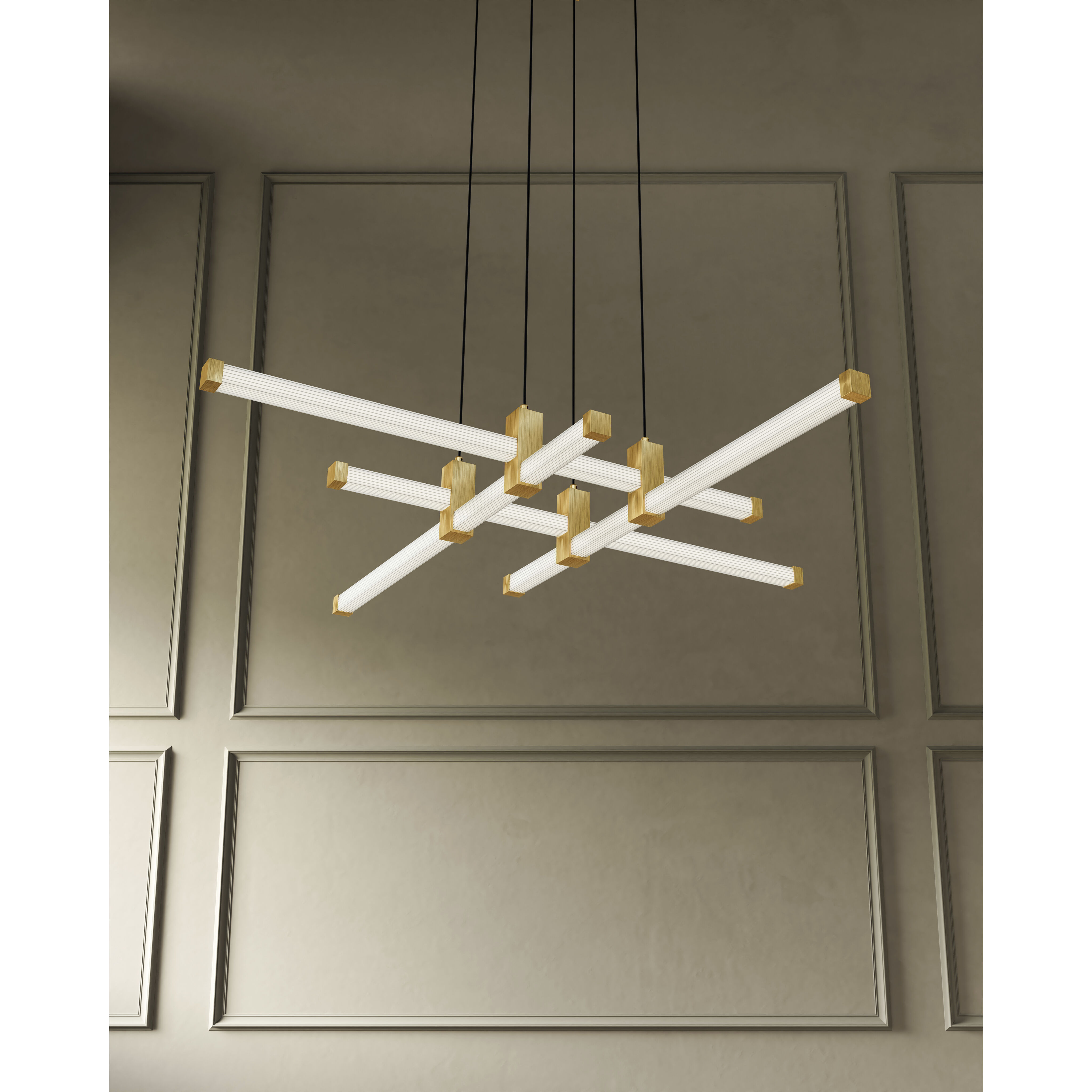 Blade LED 34.13 inch Brushed Gold Chandelier Ceiling Light