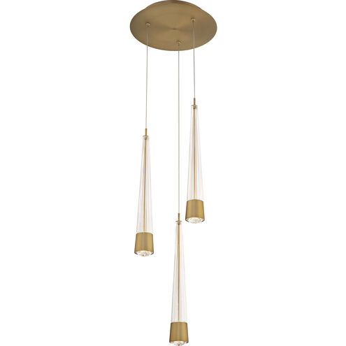 Quill 4 Light 13 inch Aged Brass Multi-Light Pendant Ceiling Light, dweLED