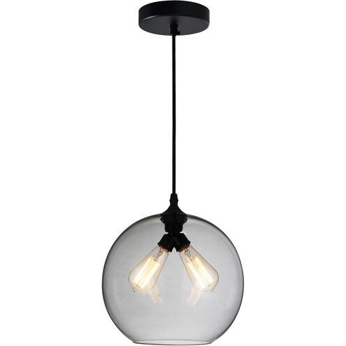 Glass 2 Light 12 inch Black Down Mini Pendant Ceiling Light