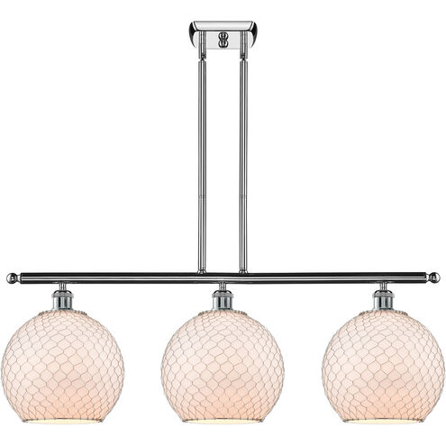 Ballston Large Farmhouse Chicken Wire 3 Light 36 inch Polished Chrome Island Light Ceiling Light, Ballston