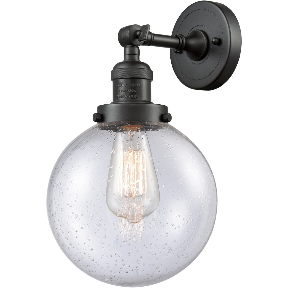 Franklin Restoration Large Beacon 1 Light 8 inch Oil Rubbed Bronze Semi-Flush Mount Ceiling Light in Seedy Glass, Franklin Restoration