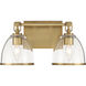 Wynnfrost 2 Light 15 inch Brushed Gold Vanity Wall Light