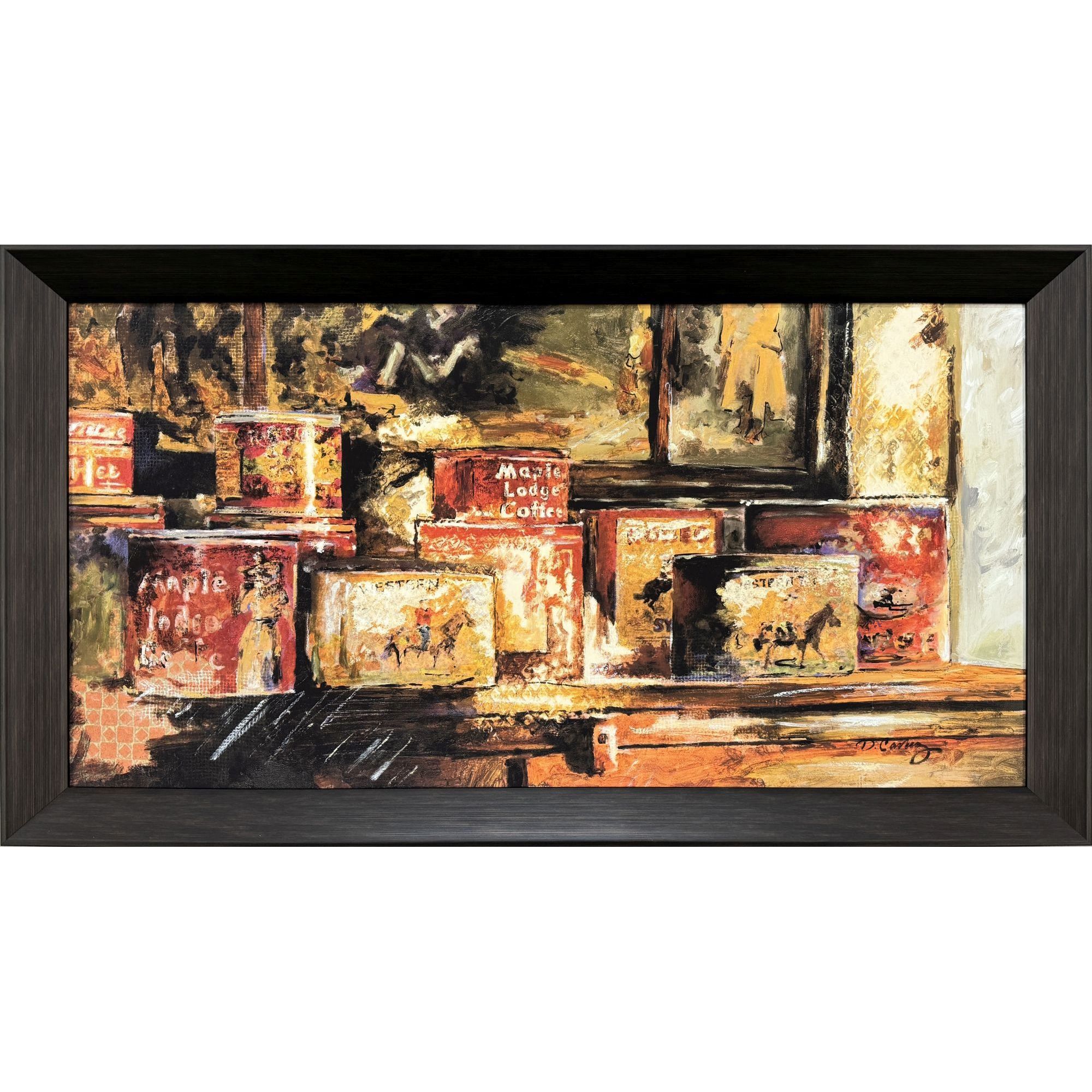 General Store Brown and Blue and Multi and Rust Framed Art