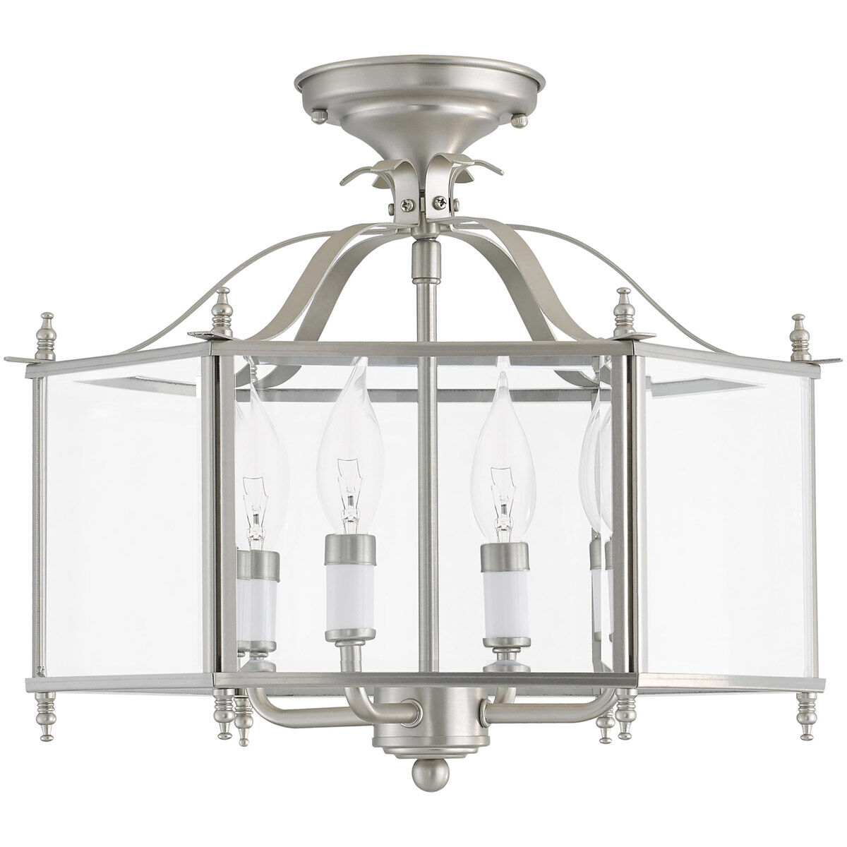 Livingston 4 Light 16 inch Brushed Nickel Convertible Pendant/Ceiling Mount Ceiling Light