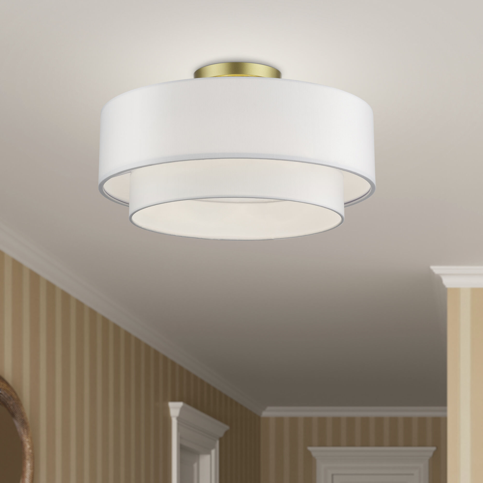 Manorwood 3 Light 18 inch Soft Gold Semi-Flush Ceiling Light