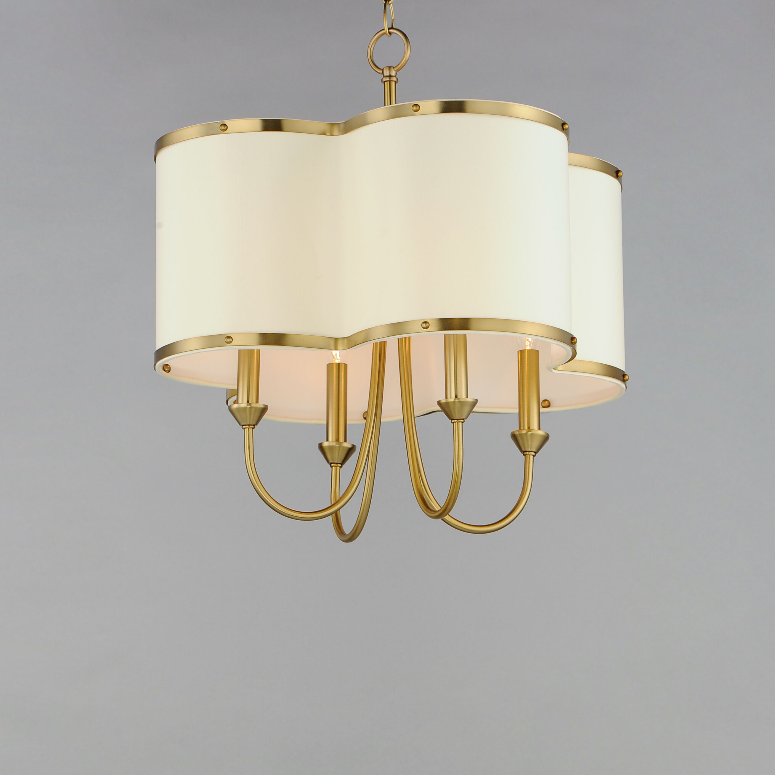 Clover 4 Light 20 inch Satin Brass Chandelier Ceiling Light