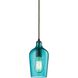 Hammered Glass 1 Light 5 inch Oil Rubbed Bronze Mini Pendant Ceiling Light in Hammered Aqua Glass