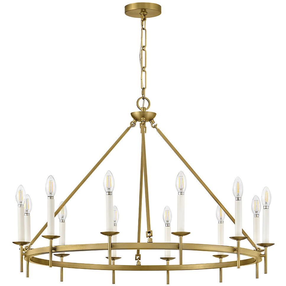 Copley 12 Light 36 inch Lacquered Brass Chandelier Ceiling Light
