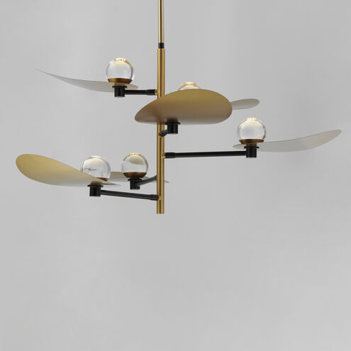Pearl LED 47.25 inch Black and Natural Aged Brass Suspension Pendant Ceiling Light